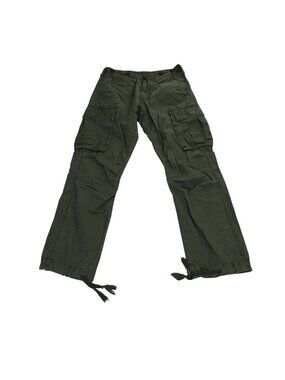 MNML Green Cargo Utility Pants Drawstring Hem Men Size 28 Y2K Streetwear FLAW